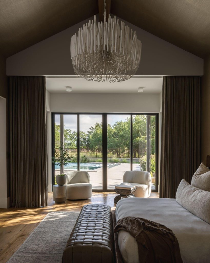 Interior design featuring custom drapery and architectural details